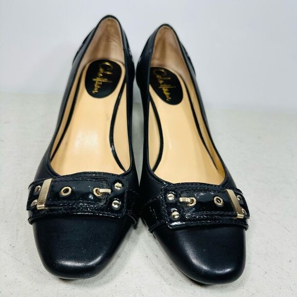 Cole Haan Women’s Black Leather Buckle Heels, Classic Style 2-inch Heel Size 7B - Picture 3 of 8
